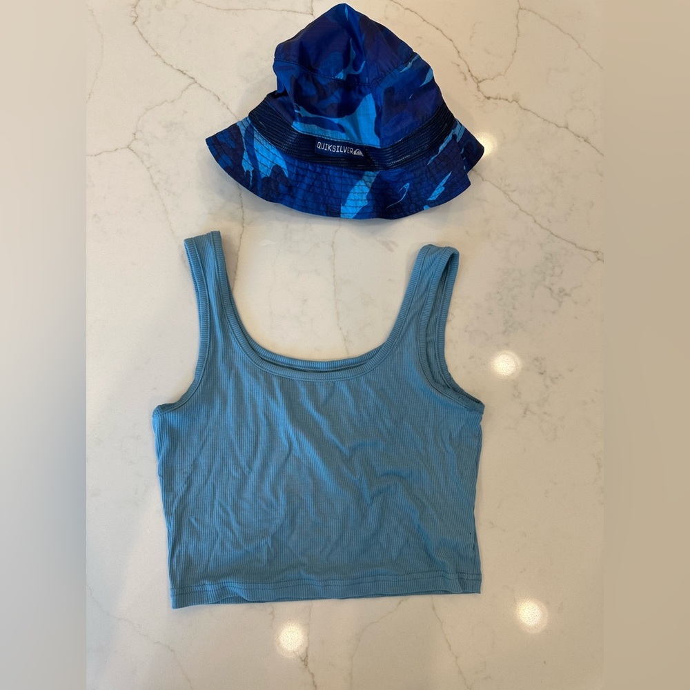 Blue lounge cropped tank